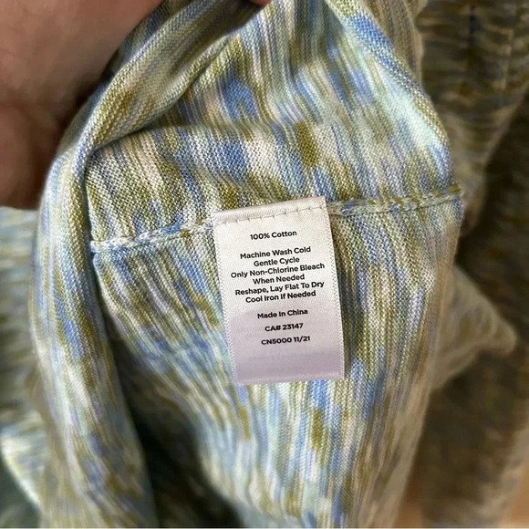 Talbots Raglan V-Neck High Low Sweater Space Dye Blue Green Size Medium - Picture 5 of 7